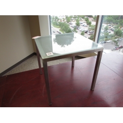 Chrome End Table Side Table w Frosted Glass Top